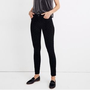NWT Madewell Flocked Black Leopard Print Skinny Jeans Size 26